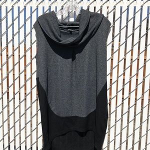 Black and grey sleeveless mock turtleneck top